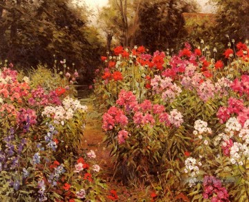 Fleurs impressionnistes œuvres - Un paysage de jardin de fleurs Louis Aston Knight